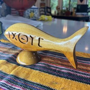 Myrtle wood Ichthys, (Jesus) symbol. Fish